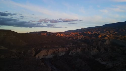 Aerial View Of The Rocky Mountrains Of The Desert Of Tabernas In Andalucia Spain