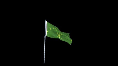 Realistic 3D Green Flag Waving Animation