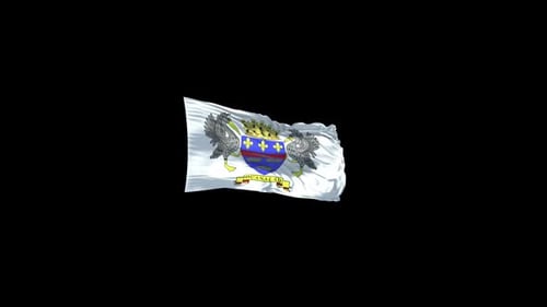 Waving Flag with Coat of Arms Emblem