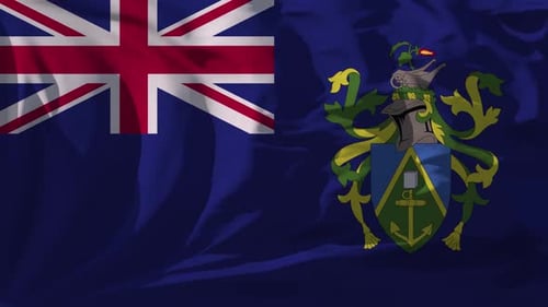Pitcairn Islands Flag Realistic Waving Loop Animation