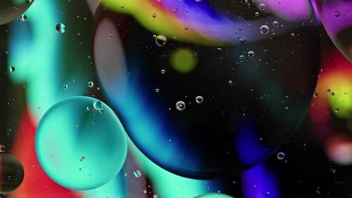 Abstract Footage of Colorful Liquid Bubbles Close-Up