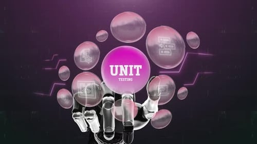 Futuristic Robot Hand Reveals Unit Testing Concept and Technology Icons