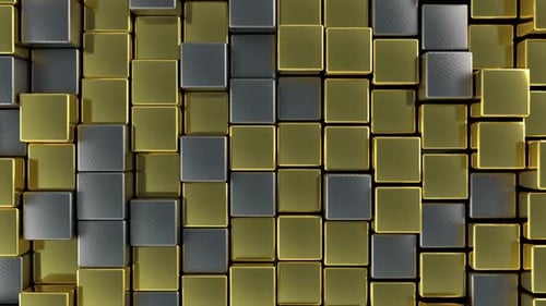 Abstract Metal And Golden Cubes