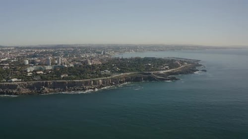 aerial moving around about bay of Cascais