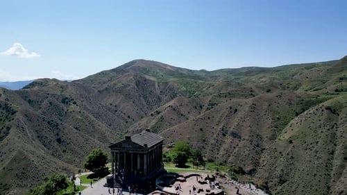 high definition Drone Video of the ancient Temple Garni in Armenia