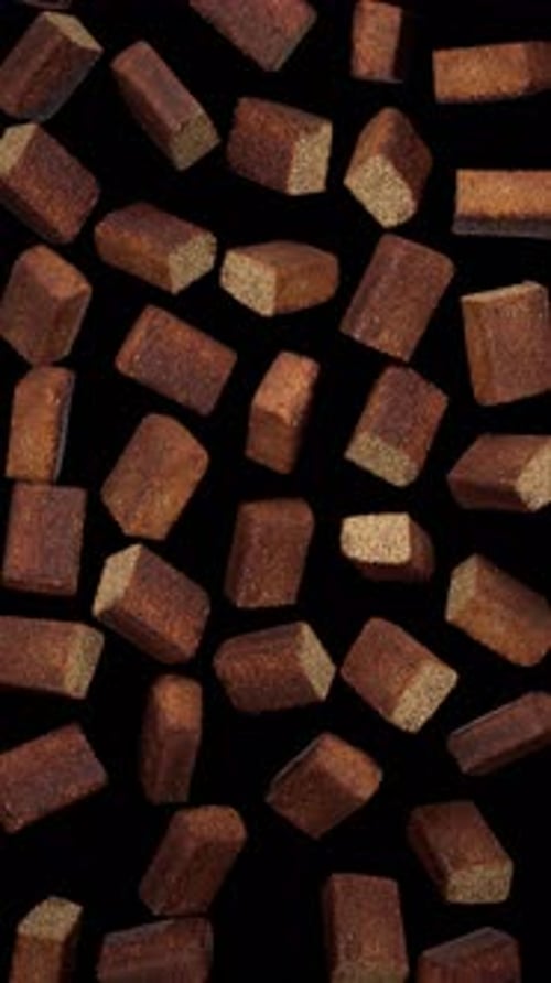 Vertical Falling Black Breads on Alpha
