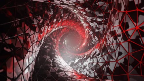Red And White Infinity Spiral Shimmer Portal Background Vj Loop I 4K