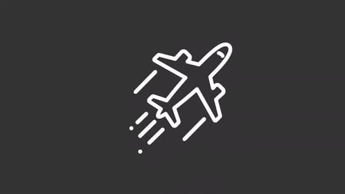 Animated Flat Line Airplane Flying Icon