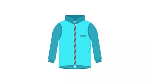 Flat Design Animated Jacket with Zipper Closing