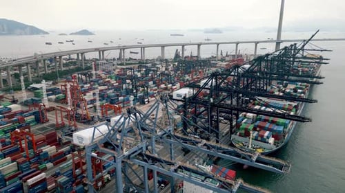 Cargo Shipping Port with Transportation Freight Containers Loading for Shipment