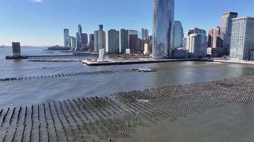 Hudson River Walkway At Jersey City In New Jersey United States.