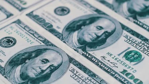 Closeup of One Hundred Dollar Bills Pattern