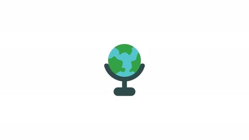 Animated Flat Design Earth Globe Spinning Loop