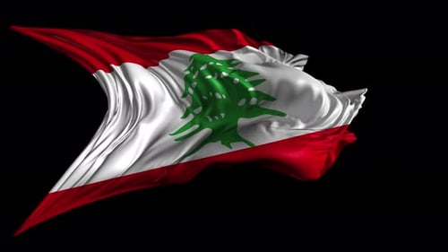 Realistic 3D Render of Waving Lebanon Flag Loop