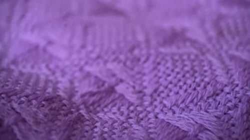 Macro Shot of Cable Knit Textile in Purple