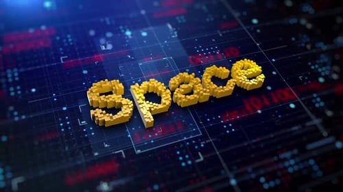 Futuristic Digital Space Voxel Text Title Animation