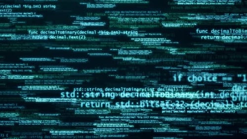 Dark Blue Matrix: Cybersecurity Concept with Hacking Code and Artificial Intelligence HD