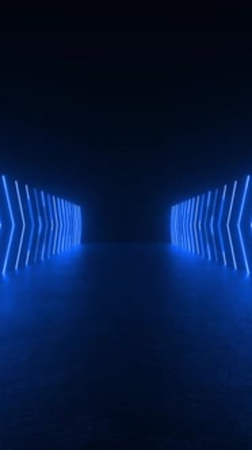 Abstract Blue Neon Light Tunnel Loop Background