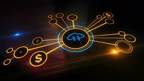 Símbolo de armazenamento de servidores de computação em nuvem, conceito digital 3D