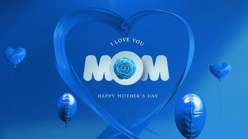 Heart Happy Mother's Day or International Day of Families Happy Women's Day Background Blue Loop