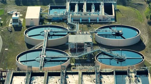Modern Water Cleaning Facility at Urban Wastewater Treatment Plant Purification Process of Removing