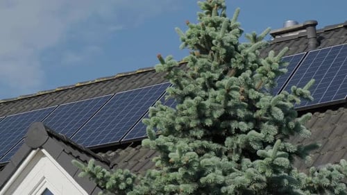 New Ecologic House with Solar Panels Alternative to Conventional Energy