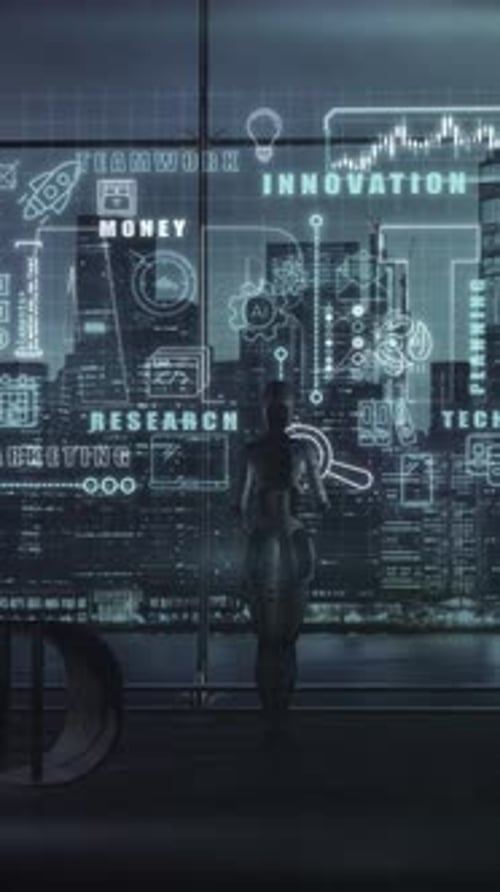 La inteligencia artificial funciona en la escena de las empresas emergentes con infografías animadas