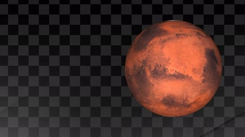 Animação do planeta Marte e canal alfa. 2090