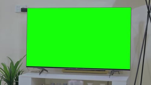 Green Screen of Television in Room