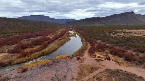 Aerial view of Salt River and mountains, United States.