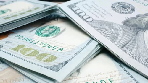 Dollars Wads Money Background Macro View USD Currency Banknotes Finance