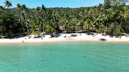 Aerial view of tropical beach with turquoise water