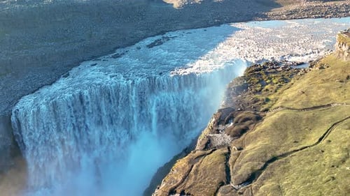 Majestic Dettifoss Waterfall Cascading Through the Rugged Landscape of Iceland Nature
