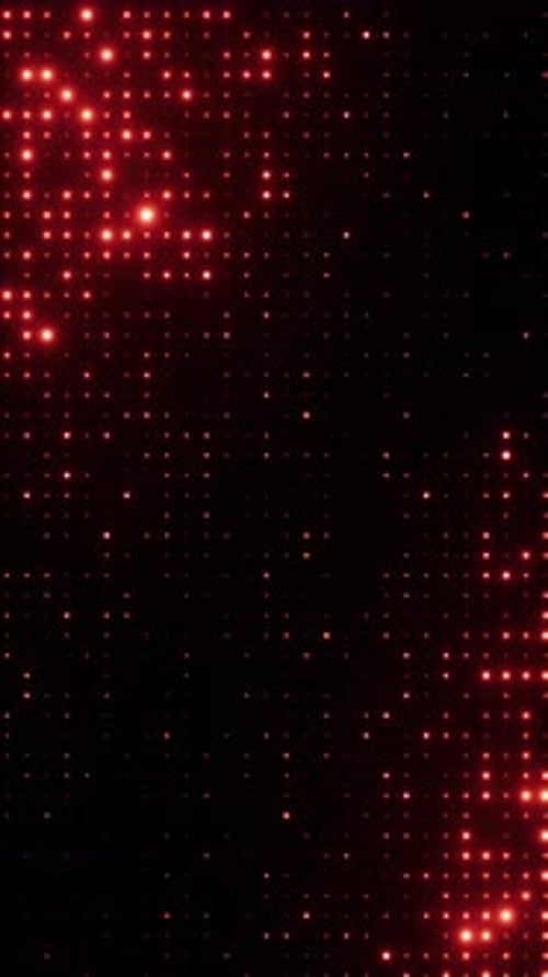 Animated Red Digital Grid Of Glowing Lights Background