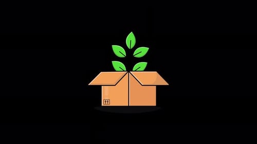 Animated Box with Tree. Eco-Friendly Package Concept Video - Transparent
