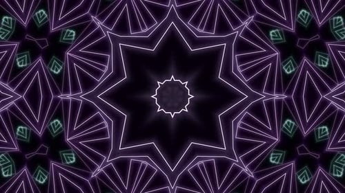 Glowing Geometric Abstract Kaleidoscope Star Pattern Loop