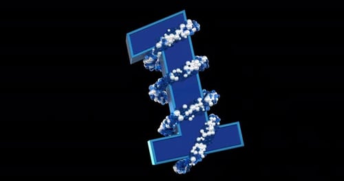 Futuristic 3D Number 1 with Spiraling Abstract Spheres