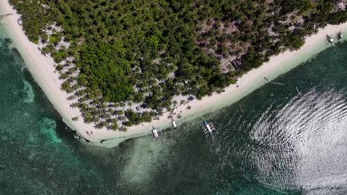 Drone Aerial View of Norma Beach in a Tropical Island in Balabac, Philippines Surrounded by Turquois