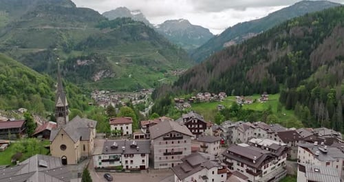 Aerial View Rocca Pietore Italy Cityscape