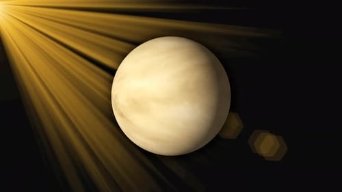 Rotierender 3D-Venusplanet in fiktionaler und realistischer Rotation. vd 811