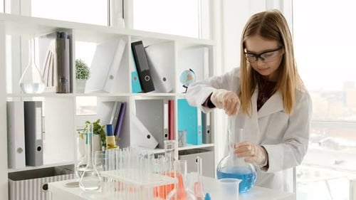 School Girl in Chemistry Class