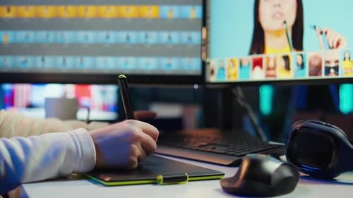 Digital Artist Working on a Graphic Design Project