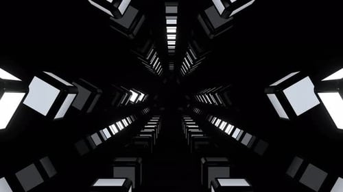 White Movement Of Neon Energy Along The Abstract Corridor Background Vj Loop In 4K