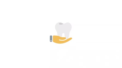 Flat Design Animation of Hand Holding a Shining Tooth