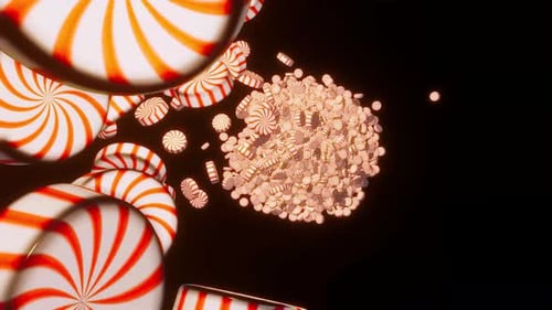 3D Candies Fall from a Basket