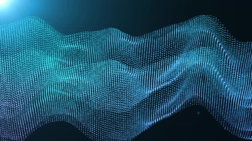 Abstract digital particle wave and lights background, digital effect animation cyber technology. 3