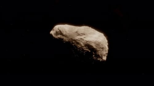 Astéroïde géant dans l'espace orbitant sur son propre axe dans la ceinture d'astéroïdes du système solaire