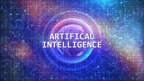 Konzept der künstlichen Intelligenz: Blaues futuristisches Technologienetzwerk auf digitalem Cyberspace-Hintergrund