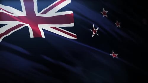 Realistic Waving New Zealand Flag with Light Effects