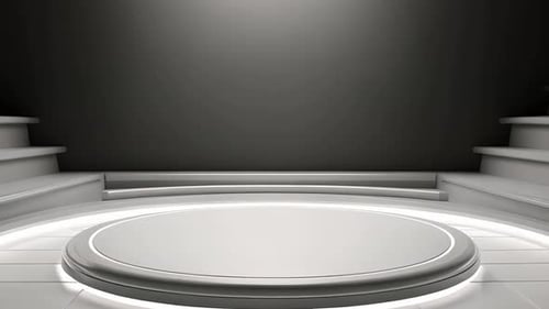 Modern Circular Stage Podium Reveal with Glowing Lights